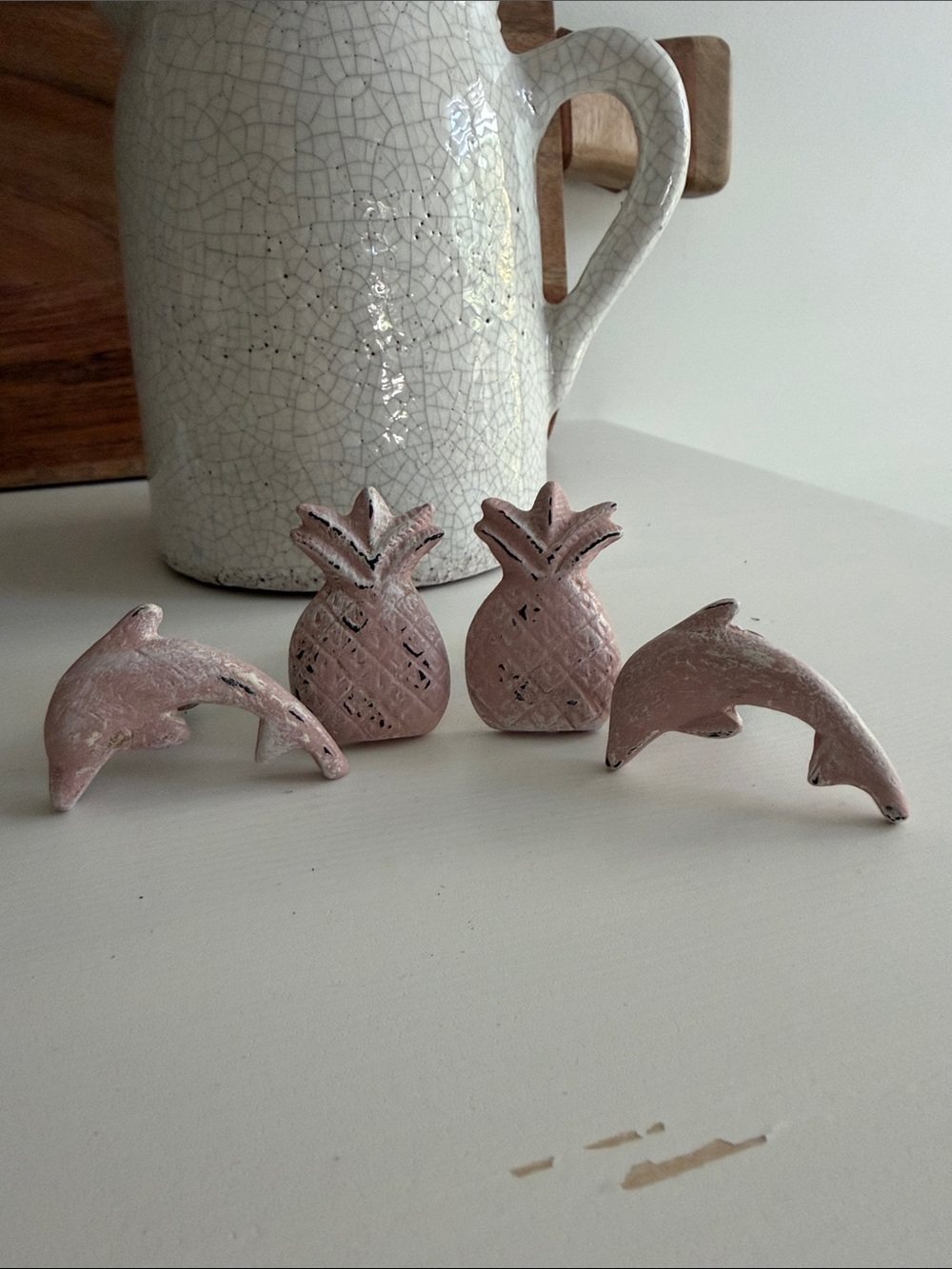 Pink Pineapple & Dolphin Drawer Cabinet Pulls Knobs (4) Shabby Chic